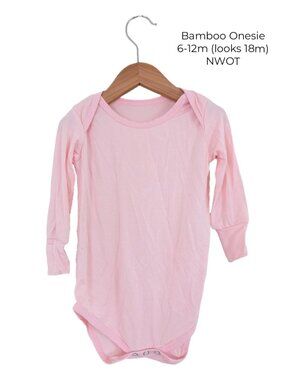 Pale Pink Bamboo Long-Sleeve Onesie 18M Baby Clothing Small Shop